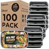 Meal Prep Containers 24oz-100 Pack (200-Piece) Reusable Food Storage Containers with Lids Microwave, Freezer, Dishwasher Safe - Leakproof & BPA Free Durable Plastic Bento Box for To Go Take Out