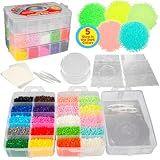 Fuse Beads 20,000 Bulk Creativity Builder Kit- 20 Presorted Muli Colors (5 Glow Dark) w Tweezers, Peg Boards, Melt Ironing Paper, Case - Works with Perler, Pixel Art Craft Project, Kids Summer Camp