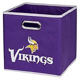 Franklin Sports Minnesota Vikings NFL Storage Bin - Collapsible Cube Container + Storage Basket - NFL Office, Bedroom + Living Room Décor - 11"x11"