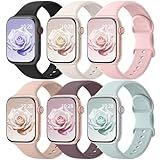 6 Pack Sport Bands Compatible with Apple Watch Bands 38mm 40mm 41mm 42mm 44mm 45mm 46mm 49mm for Women Men, Soft Wristband Silicone Sport Strap for iWatch Bands Series 11 10 9 8 7 6 5 4 3 2 1 Ultra SE