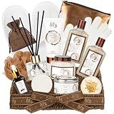 Coconut Vanilla Spa Gift Set, Complete Spa Gift Baskets for Women & Men