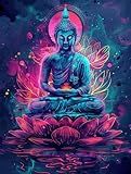 Yomiie 5D Diamond Art Kits for Adults, Buddha Statue Diamond Painting Art Buddhism DIY Full Round Drill Kits, Embroidery Rhinestone Diamond Crystal Craft Canvas Home Wall Decor 12x16 inch