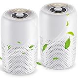 2 Pack YARIKI Air Purifiers for Bedroom Home with Aromatherapy Function,Small Air Purifier with Nightlight Speed Control,24dB Low Noise for Better Sleep,For Pet Room Dorm Kitchen,P60 (White)