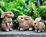 Bunny Decor Set of 3 Resin Easter Garden Statues Outdoor Indoor Home Yard