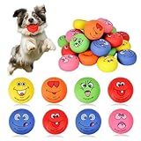 Breffima 48 Pcs Smile Inspirational Face Dog Squeaky Toys Latex Rubber Squeaky Ball Bulk Emoticon Dog Toys Chewing Interactive for Puppy Lovers Gift for Small Medium Pets Puppies Training