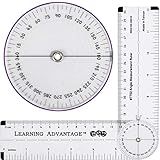 LEARNING ADVANTAGE-7752 Angle Measurement Ruler - Clear, Flexible and Adjustable Geometry Measuring Tool - Measure Angles to 360 Degrees and Lines to 12"