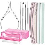 FANDAMEI Nail Care Kit, Nail Files 100/180, Nail Buffer Block, Cuticle Nippers, Cuticle Trimmer, Cuticle Pusher, Nail Tools, Nail Kit, Pedicure & Manicure Tools, Nail Prep Kit, Manicure Kit for Women