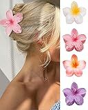 GQLV Flower Hair Claw Clips-4PCS for Thick Hair,Strong Hold Nonslip,Hawaiian,Cute Large Hair Clips,Banana Clip for Thin Hair,Hair Accessories for Women Girls Holiday Gifts (A-4pcs large colorful