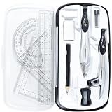 SAYEEC Geometry Set, 10 Pcs Math Protractor Compasses Kit with Ruler, Triangles, Eraser, Sharpener, Lead Refills, Pencil, Storage Box, Drafting Drawing Tools for Architects Engineers Artists