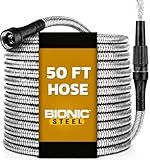 BIONIC STEEL 50 Ft Metal Garden Hose with Sprayer Nozzle