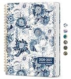 Planner 2026-2027, Academic Monthly and Weekly Calendar Planner for Women, July 2026 - June 2027, Hardcover Pretty Agenda Planner Book with Tabs, Spiral Daily Organizer for School Office Home Supplies, 6.3" x 8.5" - Blue Floral