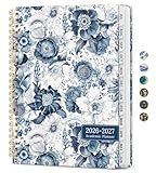 Planner 2026-2027, Academic Monthly and Weekly Calendar Planner for Women, July 2026 - June 2027, Hardcover Pretty Agenda Planner Book with Tabs, Spiral Daily Organizer for School Office Home Supplies, 6.3" x 8.5" - Blue Floral