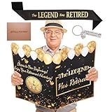 Large Retirement Card for Signing, Big Size Greeting Card for Men, The Legend Has Retired Sash, Inspirational Keychain Gift, Retirement Decorations for Men Retired Family Members Workmate Boss Teacher