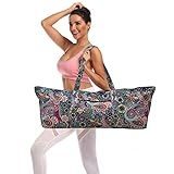 Qlckyed IwIeIaIrI Flower Pattern Zipper Yoga Mat Bag Duffle Bag Large Multipurpose Exercise Yoga Mat Bag and Yoga Mat Tote Bag Strap Zipper Pockets