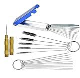 LImeiy Carburetor Carbon Dirt Jet Remove Cleaner, 13 Cleaning Wires Set + 10 Cleaning Needles + 5 Nylon Brushes + 1 Sharp Pick Tool Kit for Motorcycle ATV Moped Welder Carb Chainsaw Spray Guns Torch