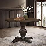 Roundhill Furniture Havre Pedestal Base Round Dining Table, Espresso