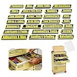 26 PCS Magnetic Tool Box Labels Set, Soft Magnetic Labels for Toolboxes, Carts, Drawers & Cabinets, Thickened Design, Includes 60 Adhesive Dots, Reusable, Tool Box Organizer Accessories (Yellow)