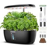 Ahopegarden Indoor Garden Hydroponics Growing System: 12 Pods Plant Germination Kit Garden Kit Growth Lamp Countertop with LED Grow Light Hydrophonic Planter Grower Harvest Vegetable Lettuce