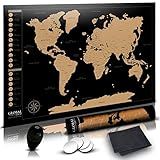 Global Zoom Scratch-Off World Map with US States-Track Travel Routes, Iconic Landmarks and World Wonders -Thick, Laminated Large Poster for Wall (24"x36") - Includes Scratch Tool and Cleaning Cloth