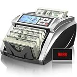 PONNOR Money Counter Machine with Value Bill Count, Cash Counter for Dollar, Euro with UV/MG/IR/DD/DBL/HLF/CHN Counterfeit Detection, Add/Bat/Value Mode Bill Counting Machine with Large LCD Display
