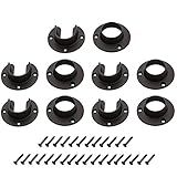 Wideskall Heavy Duty Stainless Steel Closet Pole Sockets Rod End Support with Screws (Matt Black, 5 Sets)