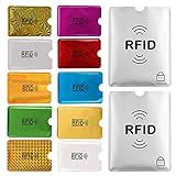 Aigee 28 RFID Blocking Sleeves (24 Credit Card Protector Holders in 12 colors & 4 Passport Protectors), Identity Theft Protection Secure Sleeve for Credit Cards, Debit Card, 2pcs Clear Plastic Sleeve