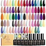 ROSALIND 30pcs Gel Nail Polish Set, 26 Colors Gel Polish with 3Pcs Glossy Matte Glitter Top Coat and Base Coat All Seasons Nude Blue Red Gel Nails art Kit DIY Salon at Home