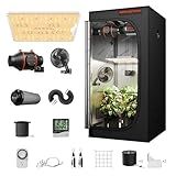 Spider Farmer Grow Tent Kit 2x2x5ft Complete System, SF1000D Samsung Diodes Full Spectrum LED Grow Light 24"X24"X55" Indoor 1680D Mylar Tent with 4" Ventilation System & 6'' Clip Fan