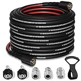 Flexible Pressure Washer Hose 50 FT, 3600 PSI Kink Resistant Power Washer Hose Replacement, 1/4" electric Washer Hose Extension With M22 x 3/8" Quick Connector