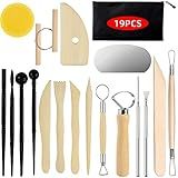 Pottery Clay Sculpting Tools for Polymer, Yagugu 19Pcs Basic Wood Ceramics Carving Tool Supplies kit Accessories for Adults and Artists Modeling Shaping Building for Art&Craft