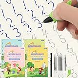 PEASUG Grooved Writing Books for Kids 3-5, Magic Grooved Writing Practice for Kids, Reusable Handwriting Workbooks Practice for Kid Learn to Write, Children's Magic Copybooks 4 Pack