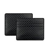 DuskDrapes Ultra Slim Card Holder - Black Carbon Fiber Minimalist Wallet | RFID Blocking | Credit Card Holder (Style A)