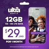 Ultra Mobile 12GB Prepaid SIM Kit, 1-Month Plan on the T-Mobile 5G Network