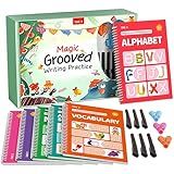 TIME X Magic Grooved Writing Practice Books, Reusable 3D Groove Handwriting Practice Workbooks for Kids Ages 3-8, Large Preschool Writing Books with Disappearing Ink for Kids 5-7 (Practice 6-Books)