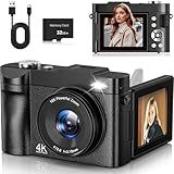 ANVOSCI 4K Digital Camera 50MP Autofocus Vlogging Camera for YouTube with 2.8" 180° Flip Screen, 16X Digital Zoom Camera with 32GB Card for Beginner Boys Girls