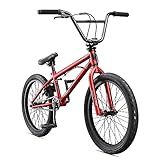 Mongoose Legion L10 Kids Freestyle Sidewalk BMX Bike, Beginner Riders, Boys and Girls, 20-inch Wheels, Hi-Ten Steel Frame, Micro Drive 25x9T BMX Gearing, Red
