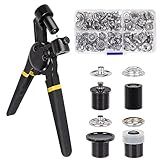 Titoe Canvas Snap Kit Heavy Duty Snap Fastener Tool Adjustable Snap Setter Tool Includes 30 Sets 15mm Snaps for Boat Cover, Replacing Metal Snaps, Repairing Boat Covers, Canvas, Sewing, Tarps