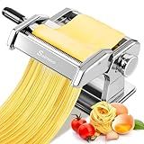 Sailnovo Pasta Maker Machine, 180 Roller Pasta Maker, 9 Adjustable Thickness Settings 2-in-1 Noodles Maker with Rollers and Cutter, Perfect for Spaghetti, Fettuccini, Lasagna or Dumpling Skin Silver