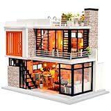 Spilay Dollhouse Miniature with Furniture,DIY Kit Mini Modern Villa Model with Music Box,1:24 Scale Creative Doll House Best Christmas Birthday Gift for Lovers Boys and Girls(Florence)