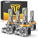 Termitor H11 9005 LED Bulbs Combo, 60,000LM Super Brighter, 1:1 Halogen Mini Size, 6500K White H9 H8 HB3 Driving Light Bulbs with Fan, Plug and Play, Automotive light Assemblies, Pack of 4