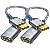 Highwings 4K DisplayPort to HDMI Adapter 2-Pack, Uni-directional Display Port DP to HDMI Nylon Braided Adaptor Converter Male to Female, for AMD NVIDIA Dell HP Laptop HDTV Monitor Projector, [Passive]
