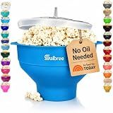 The Original Salbree Microwave Popcorn Popper Machine, Silicone Popcorn Maker, Collapsible Microwavable Bowl - Hot Air Popper - No Oil Required - The Most Colors Available (Turquoise)