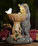 Nacome Solar Cat Statue for Garden Decor: IP44 Weatherproof Resin with Automatic Lighting - No Installation- Outdoor Yard Patio Balcony Art - Birthday Gifts for Bird Lovers Mom Grandma Women