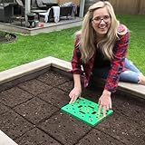 Seeding Square - Patented Seed and Seedling Spacer Tool for Bigger Harvests, Organized Plants & Fewer Weeds – Color-Coded Gardening Template with Magnetic Dibber, Ruler & Planting Guide