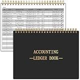HAUTOCO Accounting Ledger Book A5 Horizontal Ledger Books for Small Business Bookkeeping Expense Tracker Notebook for Home Budget Tracking Personal Finance Log Journal 8.3 x 6.2'', Black