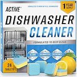 Dishwasher Cleaner And Deodorizer Tablets - 24 Pack Deep Cleaning Descaler Pods for Dish Washer Machine, Heavy Duty, Septic Safe, Natural Limescale Remover, Calcium, Odor, Smell - 12 Month Supply