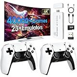 2026 New Wireless Retro Game Console, 23 Emulators and 40000+Games, with Dual 2.4G Wireless Controllers Plug and Play 4K HDMI TV Game Stick (128G) White