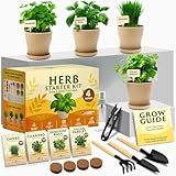 HOME GROWN Herb Garden Planter Indoor Kit – Unique Christmas Gift for Adults, Men, & Women - Grow 4 Heirloom Herb Seeds on Kitchen Window – Beginner DIY Craft & Hobby Gardening Gift for Plant Lovers