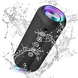 Ortizan Portable Bluetooth Speaker x Stocking Stuffers: IPX7 Waterproof, Wireless, Big Sound, Deep Bass, Dual Pairing, 30H Playtime, White Elephant Gift for Adults Men Women Teen Boys Girls (Black)