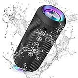 Ortizan Portable Bluetooth Speaker x Stocking Stuffers: IPX7 Waterproof, Wireless, Big Sound, Deep Bass, Dual Pairing, 30H Playtime, White Elephant Gift for Adults Men Women Teen Boys Girls (Black)